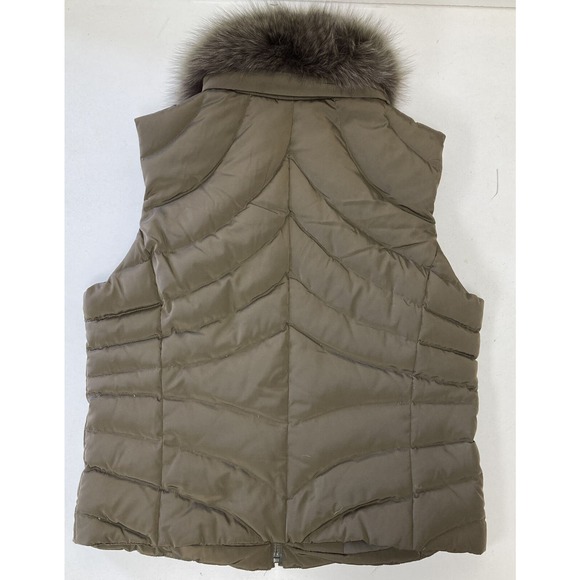 Wilson's Leather Quilted Vest, Brown Zip Front, Pockets, Fox Fur Collar- Sz Med - Picture 9 of 11